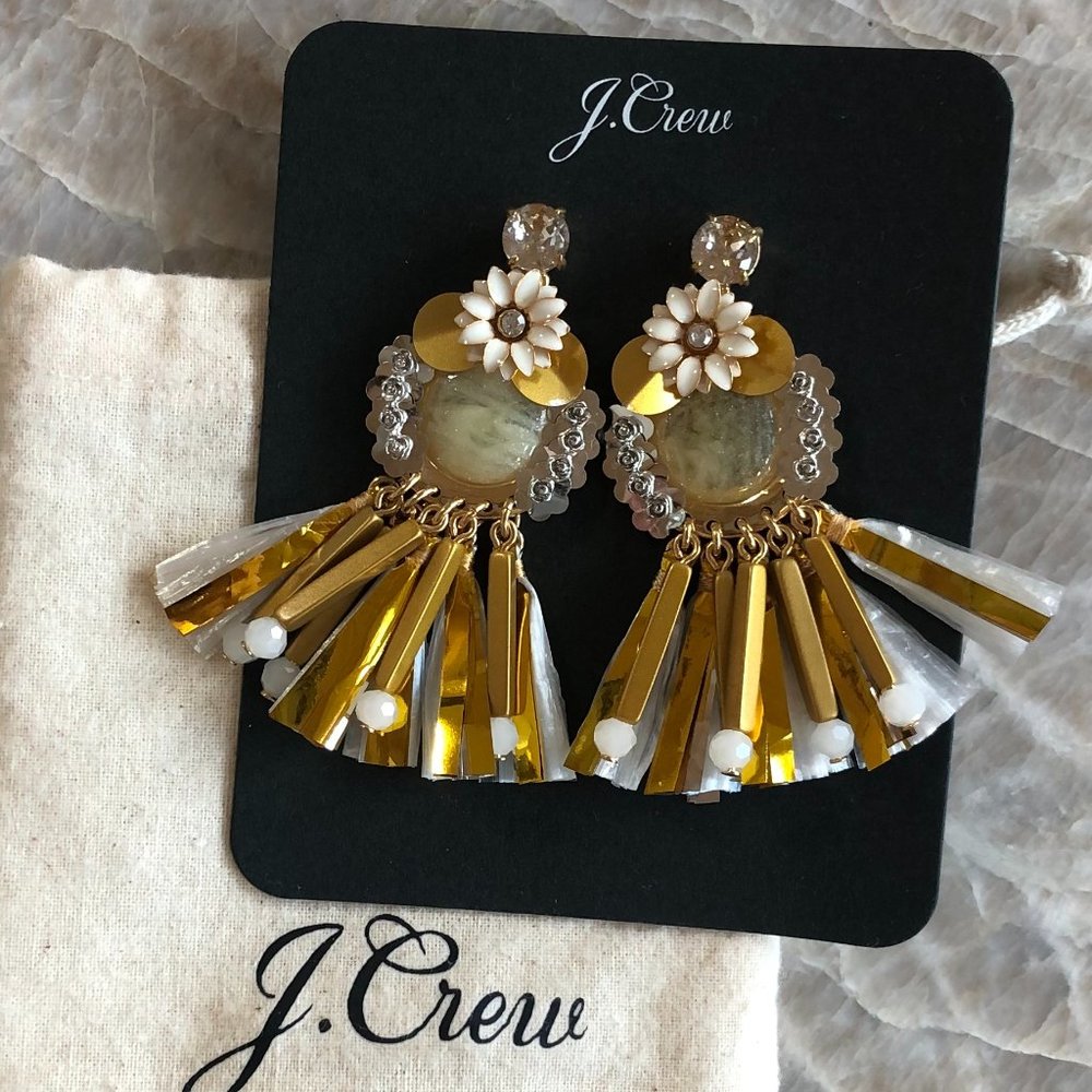 J. Crew Raffia Fringe Earrings NWT